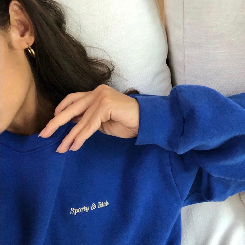 Sporty & Rich blue logo sweatshirt